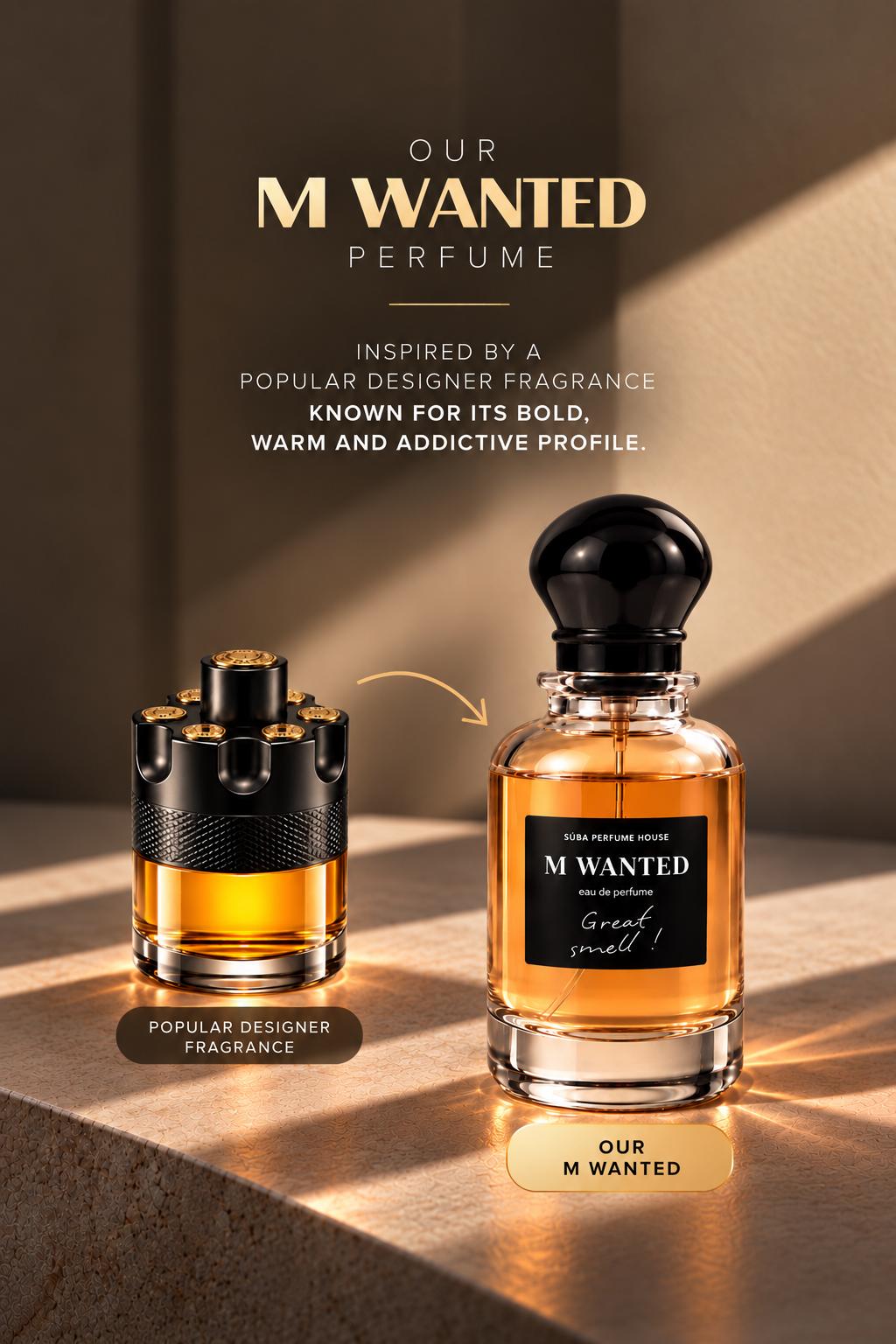 M Wanted Luxury Perfume Advertisement